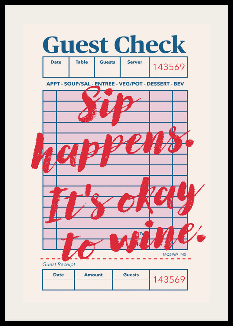 Lekfull poster med ett charmigt budskap om vin.-12