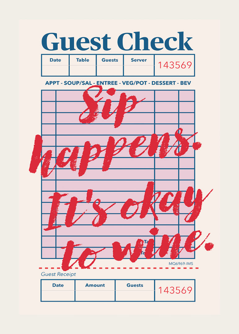 Lekfull poster med ett charmigt budskap om vin.-12