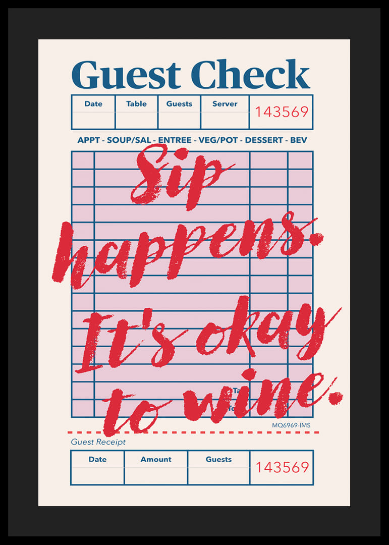 Lekfull poster med ett charmigt budskap om vin.-12