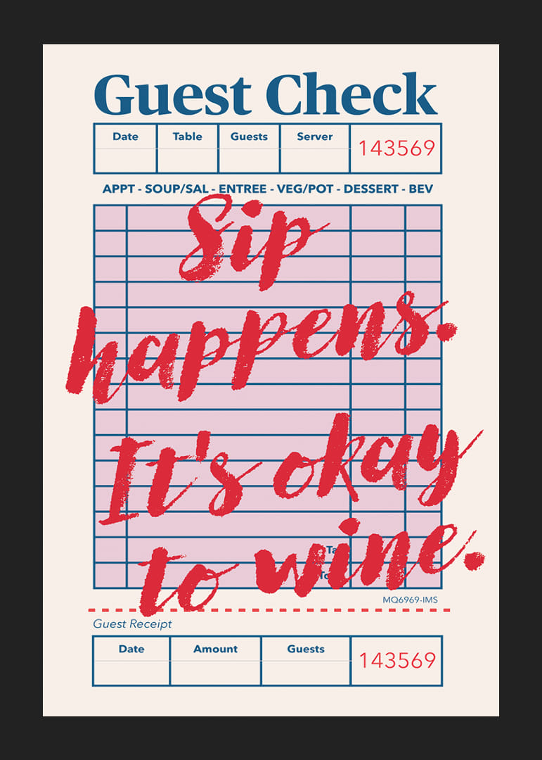 Lekfull poster med ett charmigt budskap om vin.-12