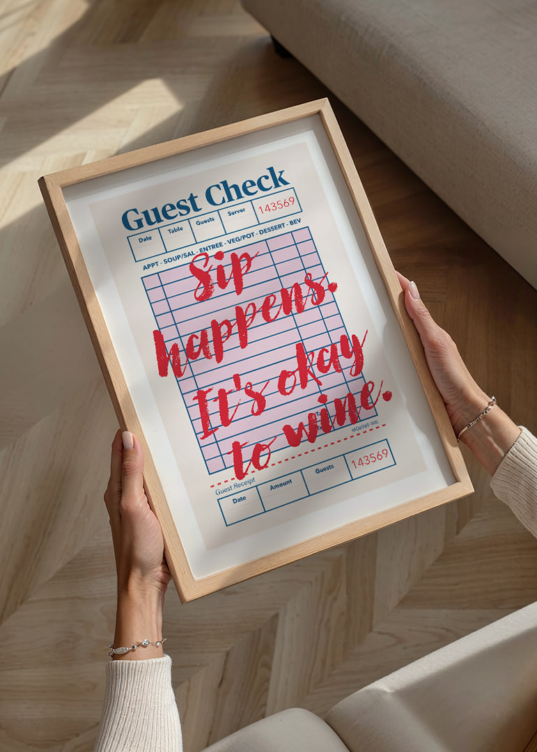 Playful poster with a charming message about wine.-12
