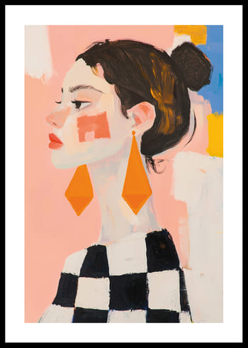 Plakatas Portrait In Orange And Checkers