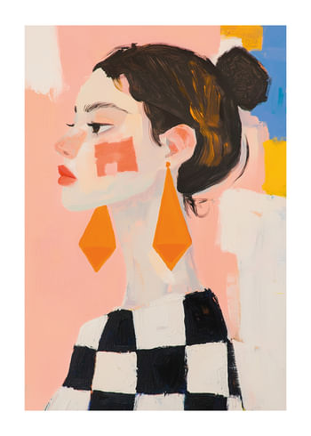 Poster Portrait In Orange And Checkers