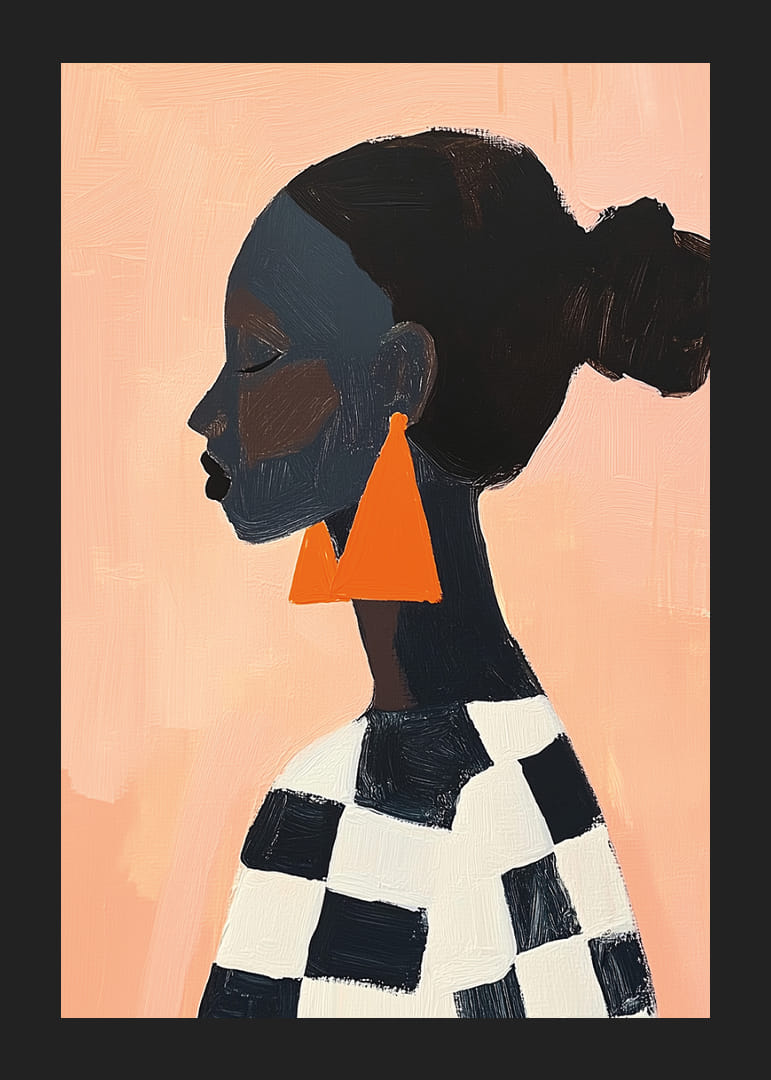 Djärv siluett med geometriska former och stilfulla färger.-12