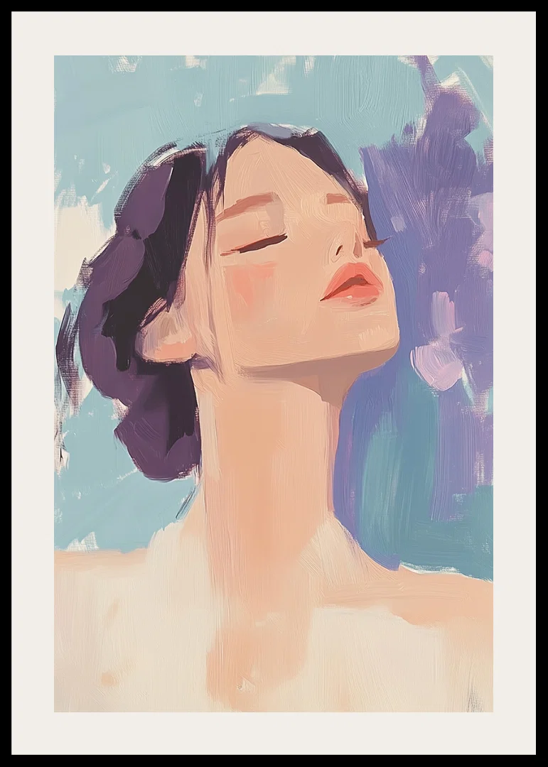 A harmonious portrait of peace and tranquility with soft strokes.-12