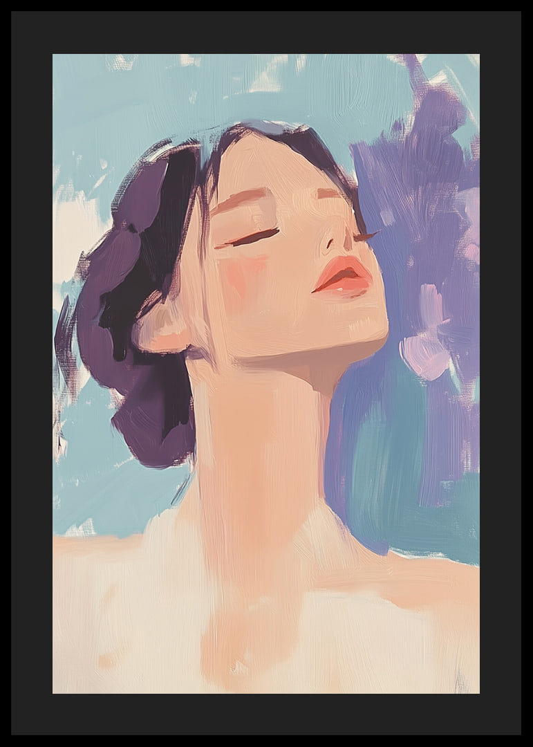 A harmonious portrait of peace and tranquility with soft strokes.-12
