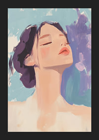 A harmonious portrait of peace and tranquility with soft strokes.-5