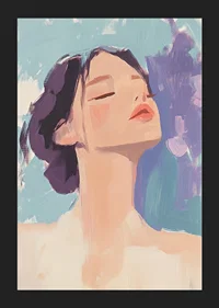 A harmonious portrait of peace and tranquility with soft strokes.-5