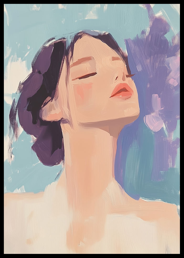 A harmonious portrait of peace and tranquility with soft strokes.-12