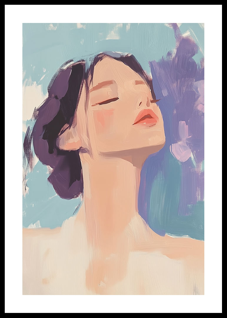 A harmonious portrait of peace and tranquility with soft strokes.-12