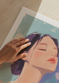 A harmonious portrait of peace and tranquility with soft strokes.-5