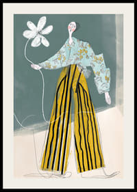 Een artistieke poster met opvallende patronen en zachte kleuren.-2