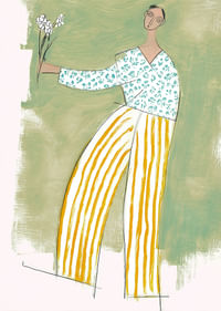 A dancing figure with flowers spreads joy in soft colors.-3