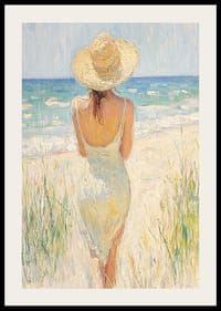 Žena pri mori zachytáva podstatu letného dňa.-2