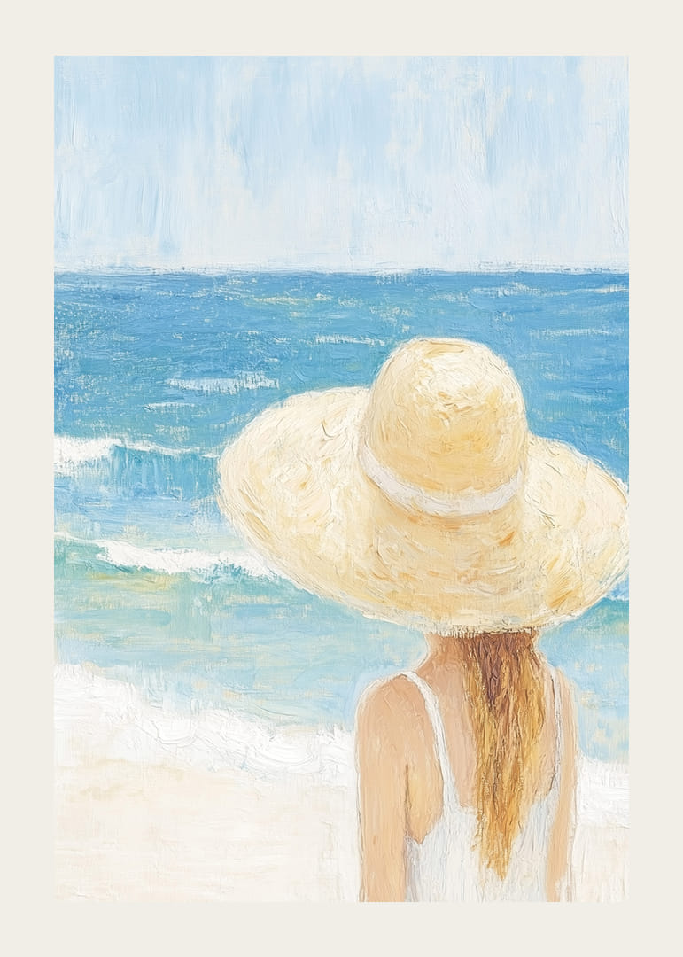 Rofylld strand med sol och havets mjuka vågor.-12