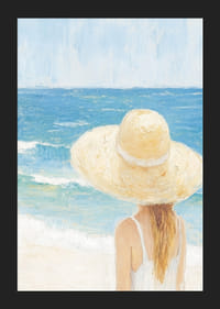 Rofylld strand med sol och havets mjuka vågor.-5