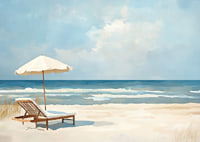 Relaxing beach with parasols and the calm of the sea.-7