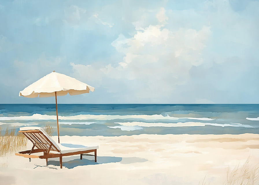 Relaxing beach with parasols and the calm of the sea.-12