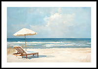 Relaxing beach with parasols and the calm of the sea.-0