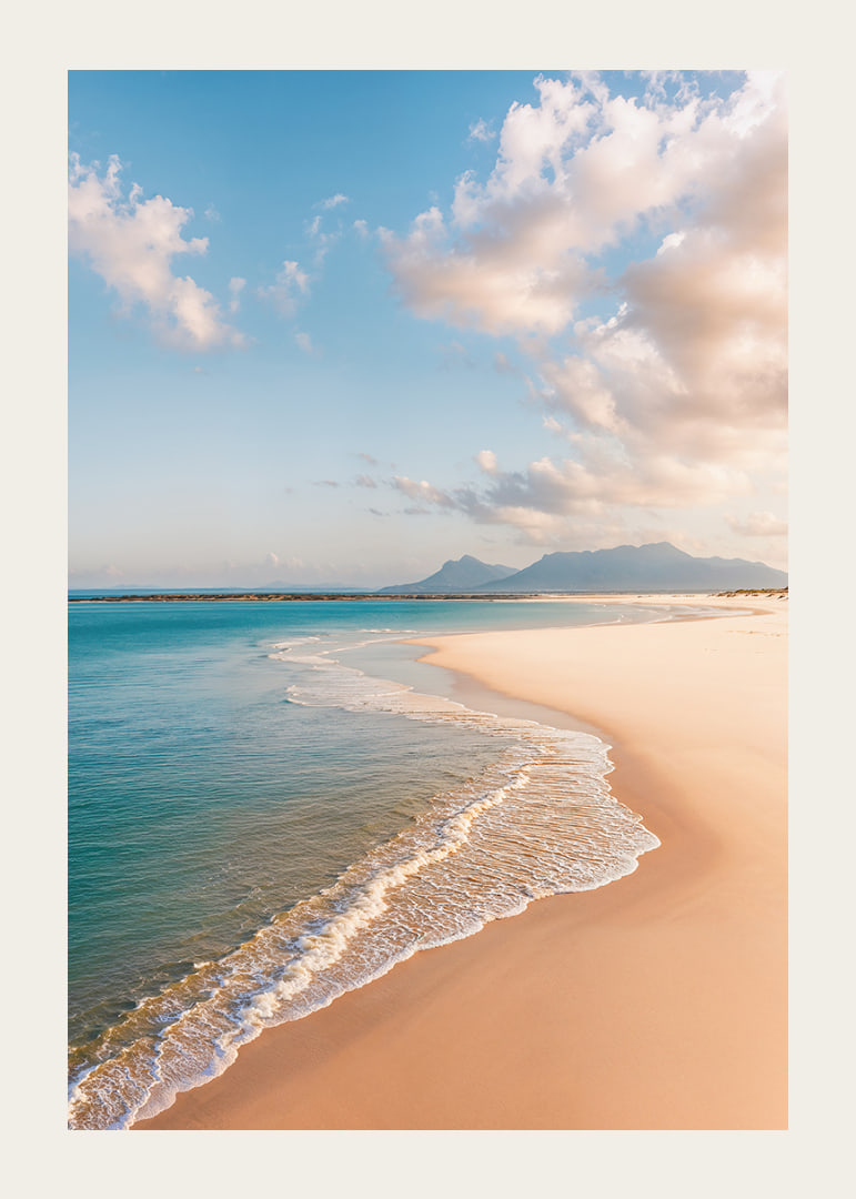 A dreamy shoreline meets the clear blue sea.-12