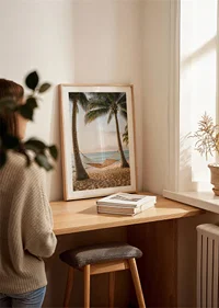 Magical beach view with hammock and swaying palm trees.-8