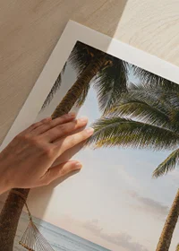 Magical beach view with hammock and swaying palm trees.-9
