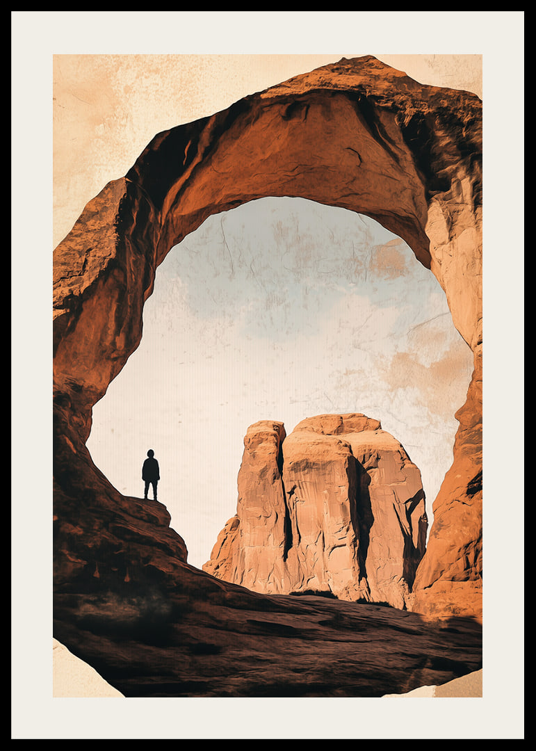 A lone hiker under the magnificent mountain arch.-12