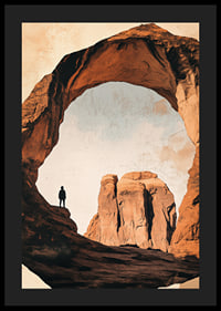 A lone hiker under the magnificent mountain arch.-4