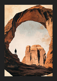 A lone hiker under the magnificent mountain arch.-5