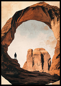 A lone hiker under the magnificent mountain arch.-6