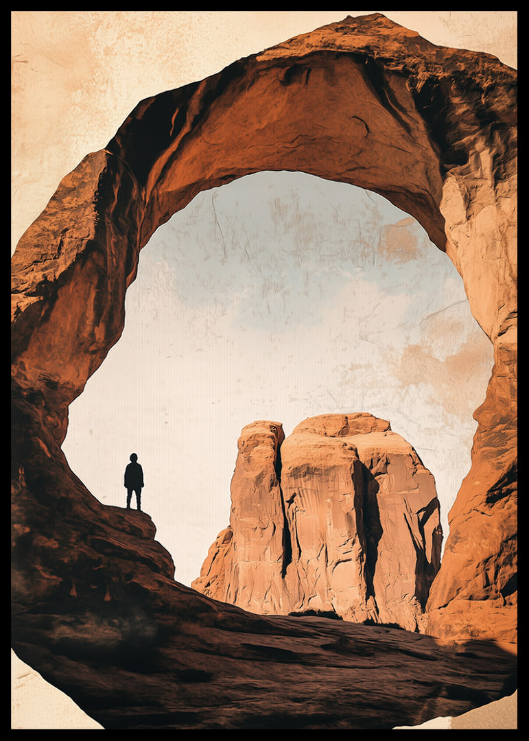 A lone hiker under the magnificent mountain arch.-12