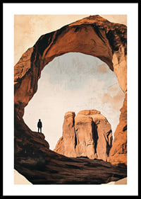 A lone hiker under the magnificent mountain arch.-0