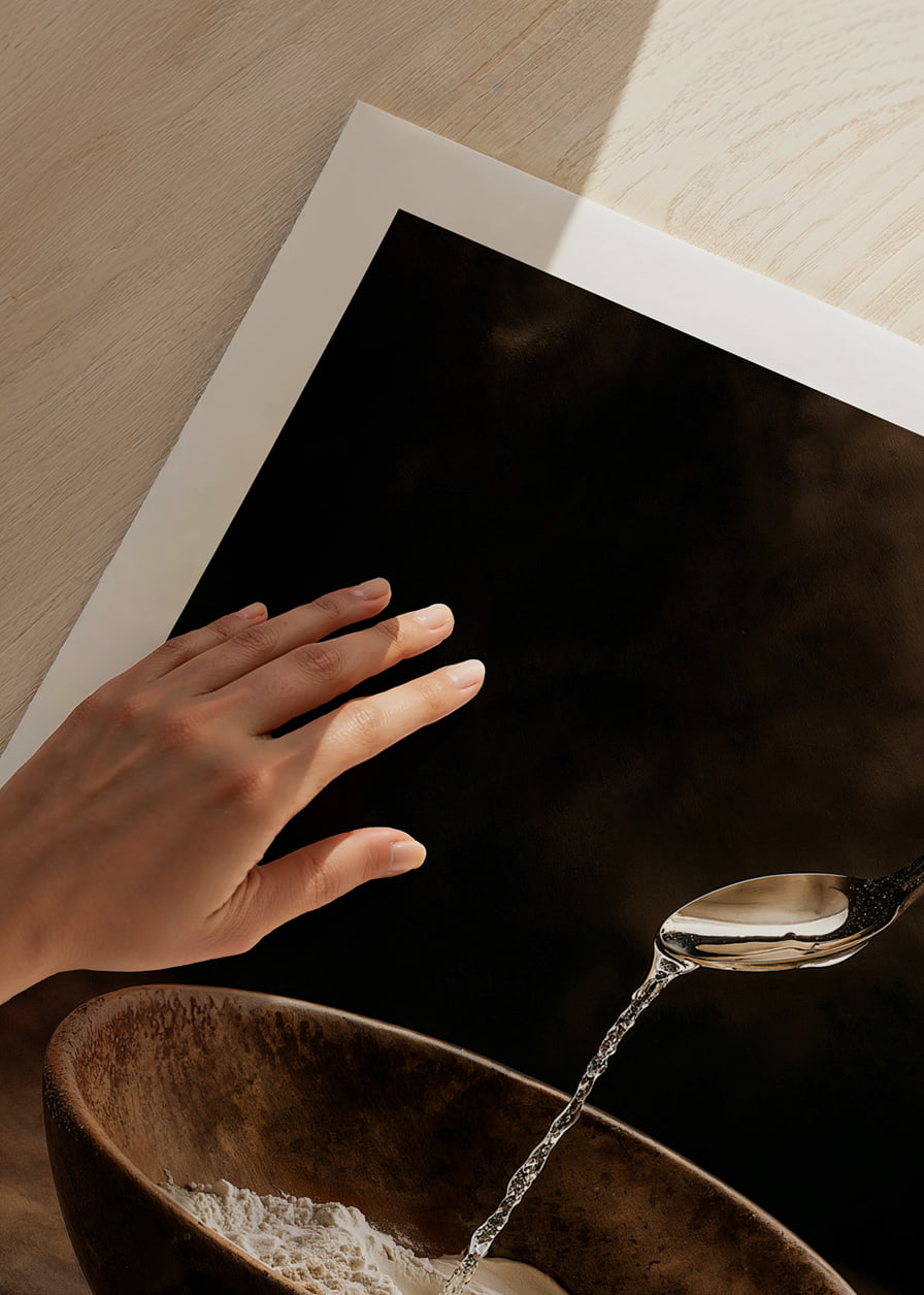 Elegant liquid poured into a rustic bowl, creating a peaceful atmosphere.-12