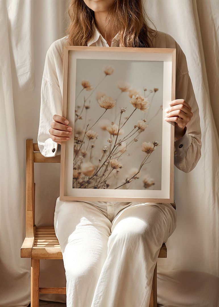 Dried flowers glow in soft golden light.-12