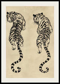 Deux tigres en équilibre élégant sur une texture vintage.-2