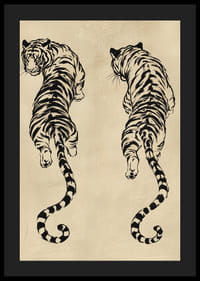 Deux tigres en équilibre élégant sur une texture vintage.-4