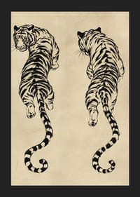 Deux tigres en équilibre élégant sur une texture vintage.-5