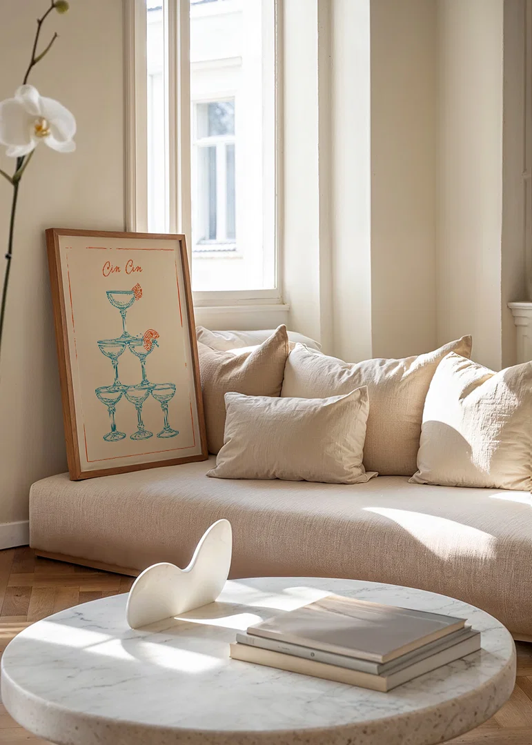 A stylish poster with champagne glasses in blue and an elegant design.-12