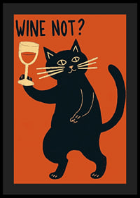 Mischievous black cat toasts with a glass of wine.-4