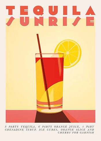 Poster Retro Tequila Sunrise