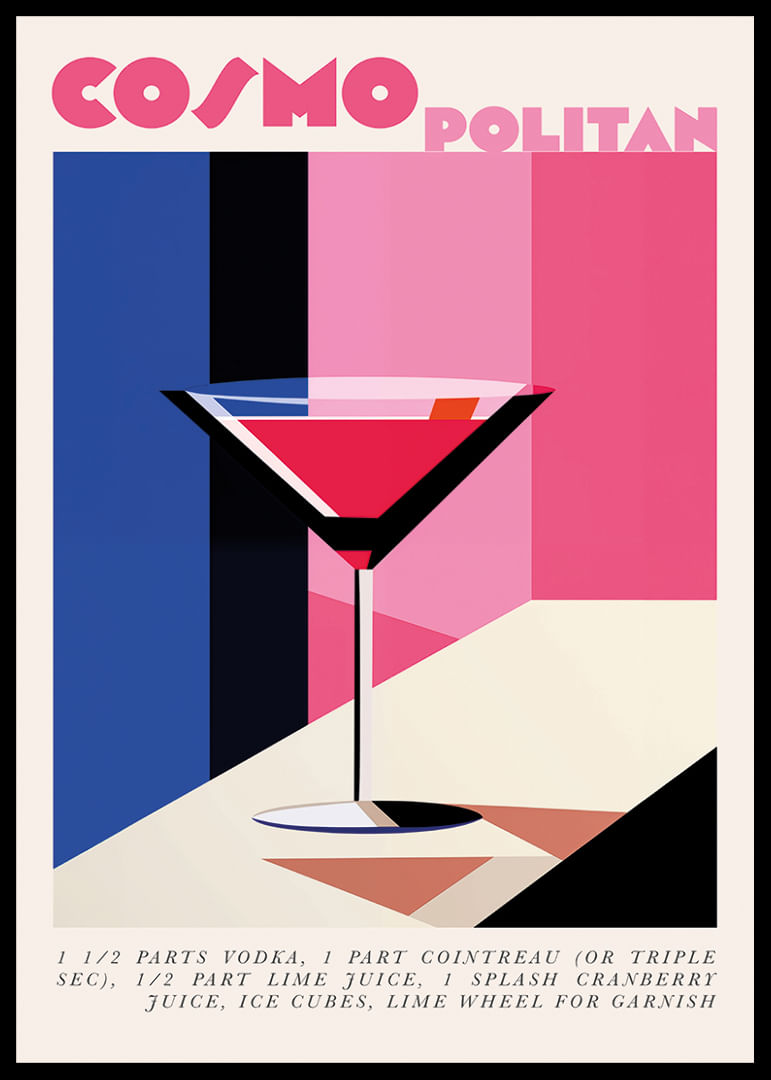 Colorful cocktail poster by Cosmopolitan in retro style will brighten up your home.-12
