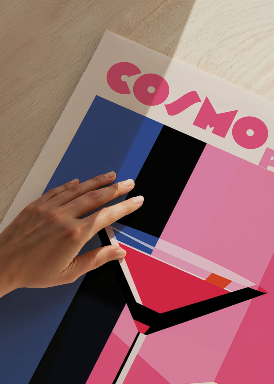 Colorful cocktail poster by Cosmopolitan in retro style will brighten up your home.-12