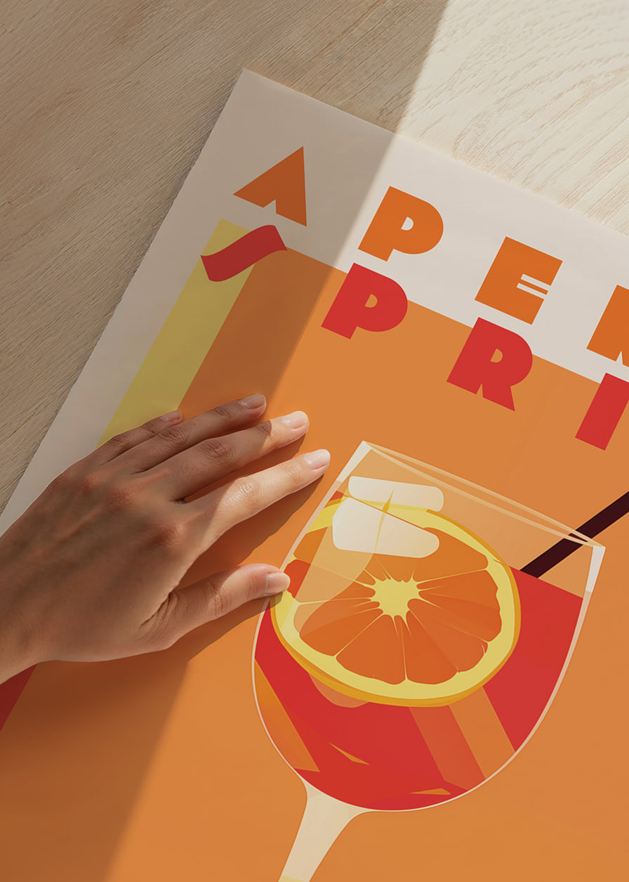 Egy élénk poszter, amely megragadja az Aperol Spritz eleganciáját és frissességét.-12