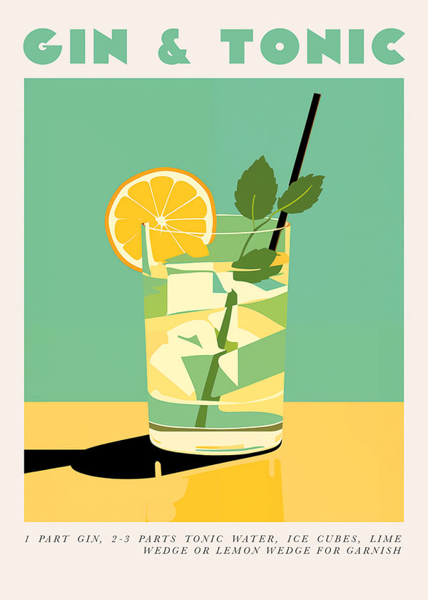 Plagát Retro Gin And Tonic