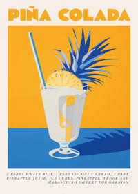 Een poster die zomerdromen vastlegt met een tropische Piña Colada.-1