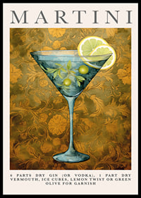 Stylish poster with a classic martini in focus.-0