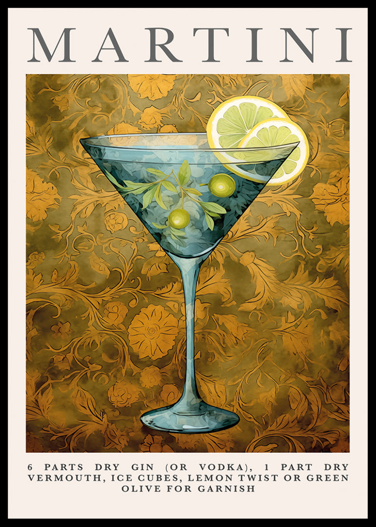 Stylish poster with a classic martini in focus.-12