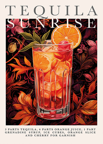 Poster Art Of Classic Tequila Sunrise