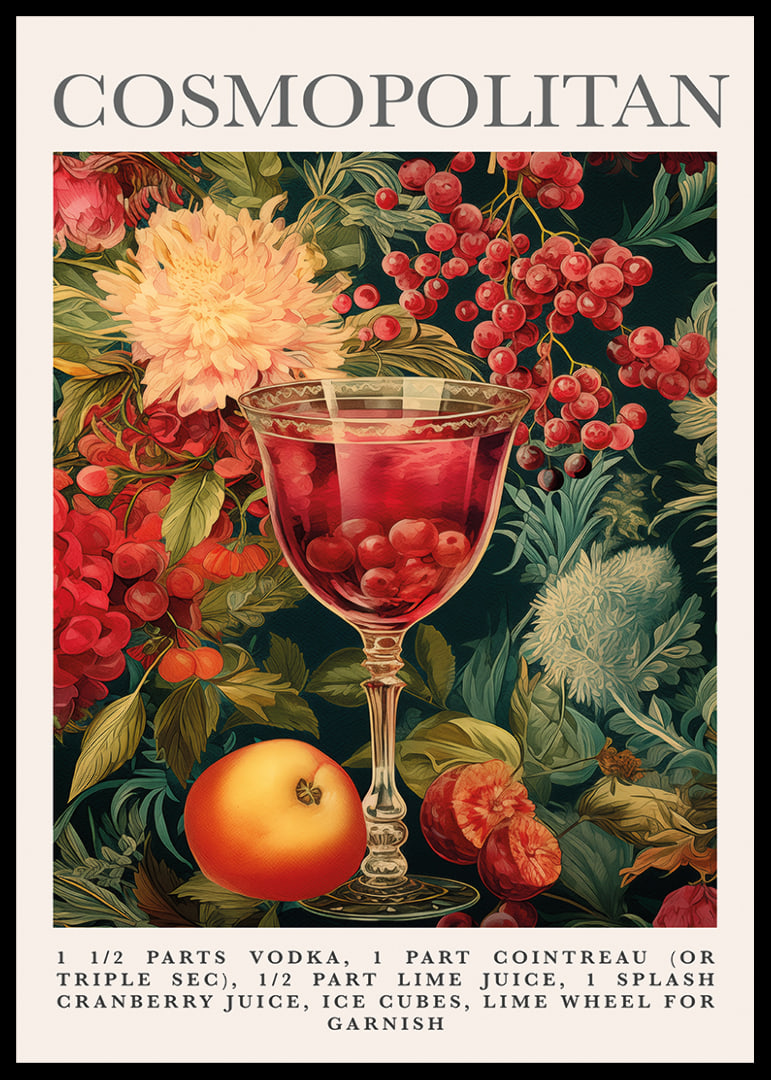 Floral Cosmopolitan surrounded by lush fruits.-12
