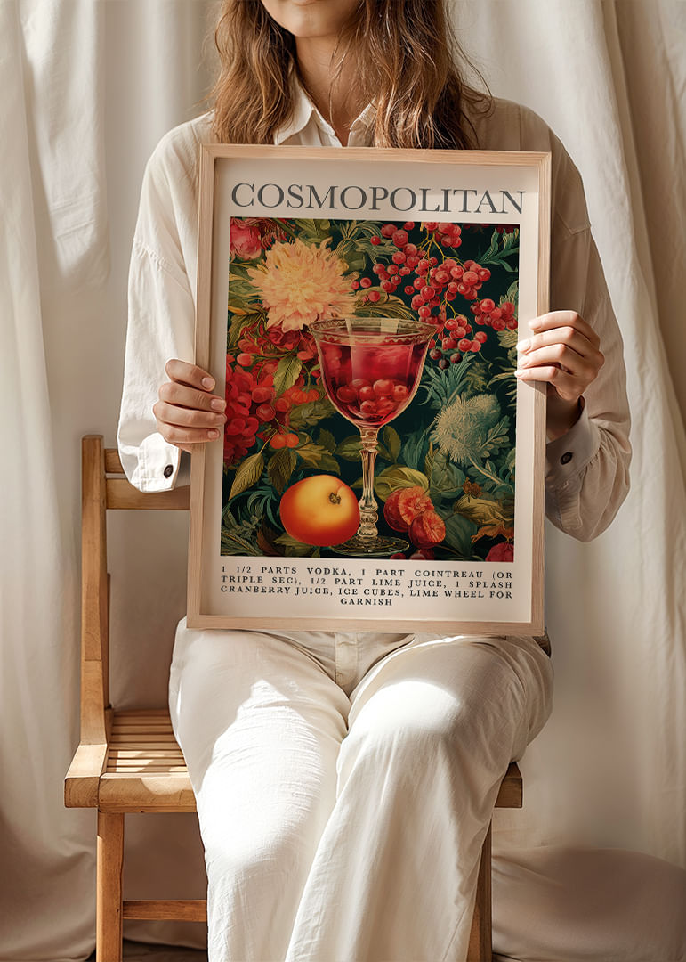 Cosmopolita floral rodeado por frutas exuberantes.-12